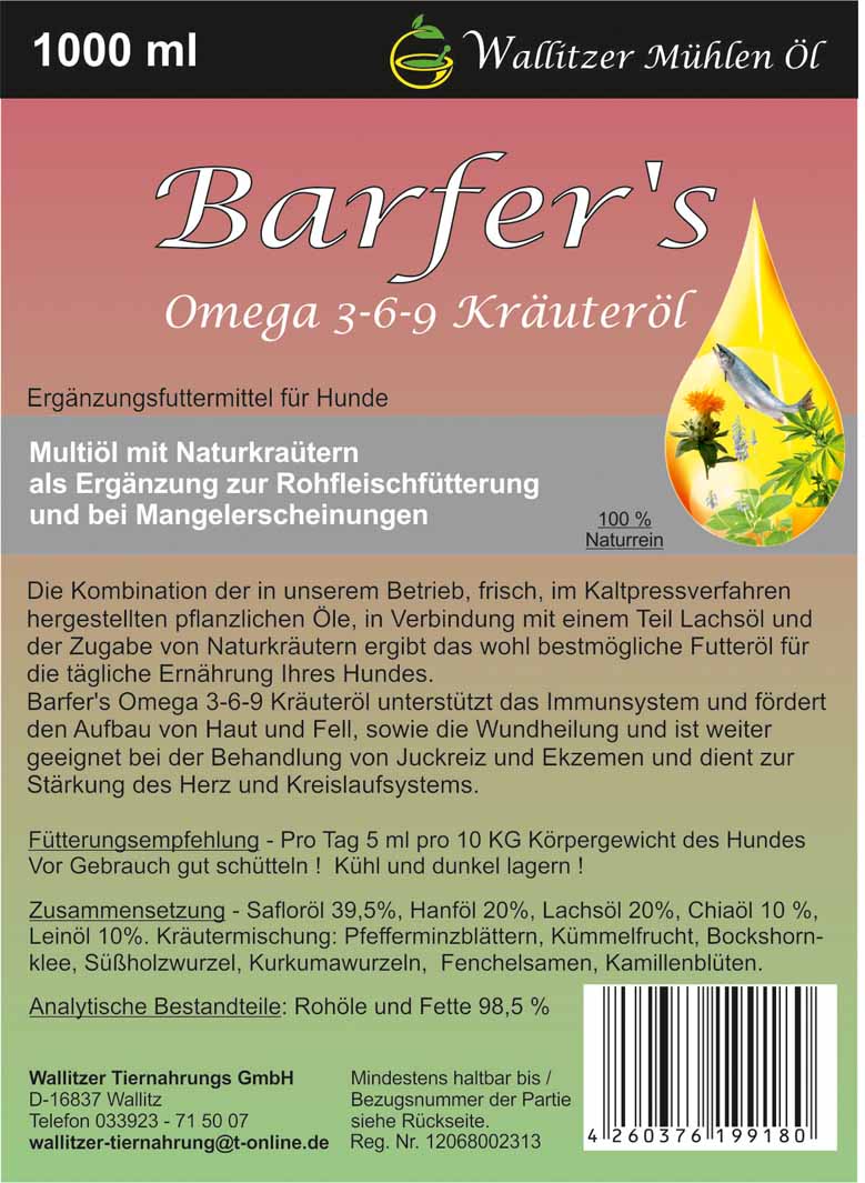 Barfers-Best Kräuteröl, 1000ml